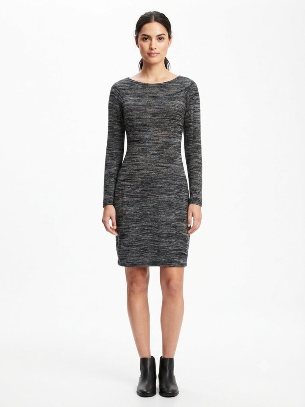 Le Chateau Heather Gray/Black Boatneck Dress- Sz. Med
